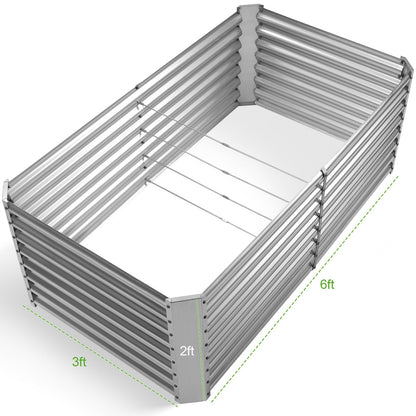 Land Guard 2 Pack 6×3×2 ft Galvanized Metal Raised Garden Bed, 2FT Deep Root Elevated Planter Box