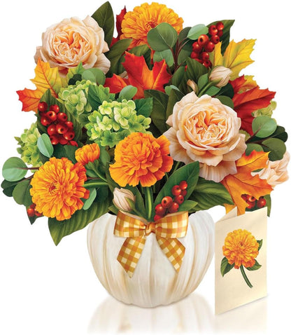 Freshcut Paper Pop Up Cards, Pumpkin Spice, 12 Inch Life Sized Forever Flower Bouquet 3D Popup