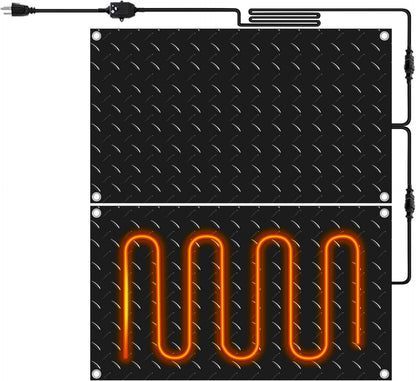 Riakrum 2 Pcs Heated Snow Melting Mats Outdoor, 10 x 15 in Winter Anti-Slip Heated Rubber Mat for