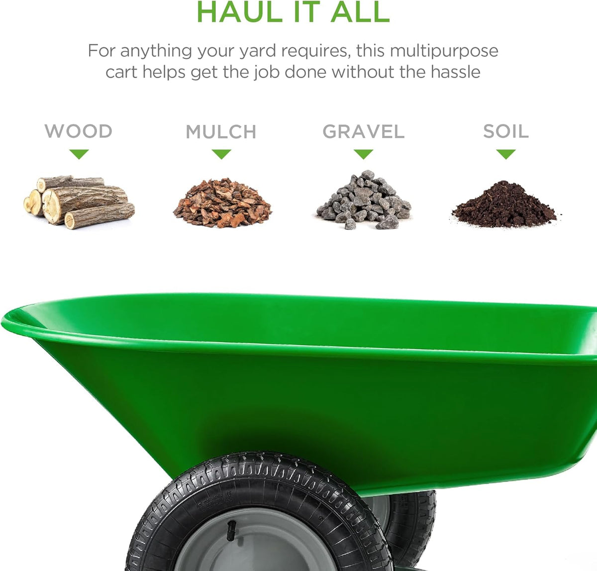 Best Choice Products Dual-Wheel Home Utility Yard Wheelbarrow Garden Cart w/Built-in Stand for