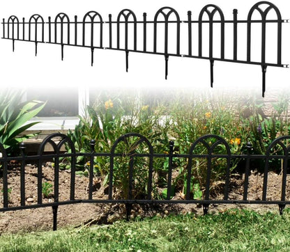 4-Piece Lawn and Flower Bed Edging - Modular No-Dig Plastic Fencing for Garden Border