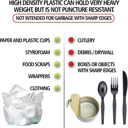 Aluf Plastics High Density Trash Bags, 45 Gallon, 1000 Count, 16 Micron (eq), 40" x 48", Clear, for