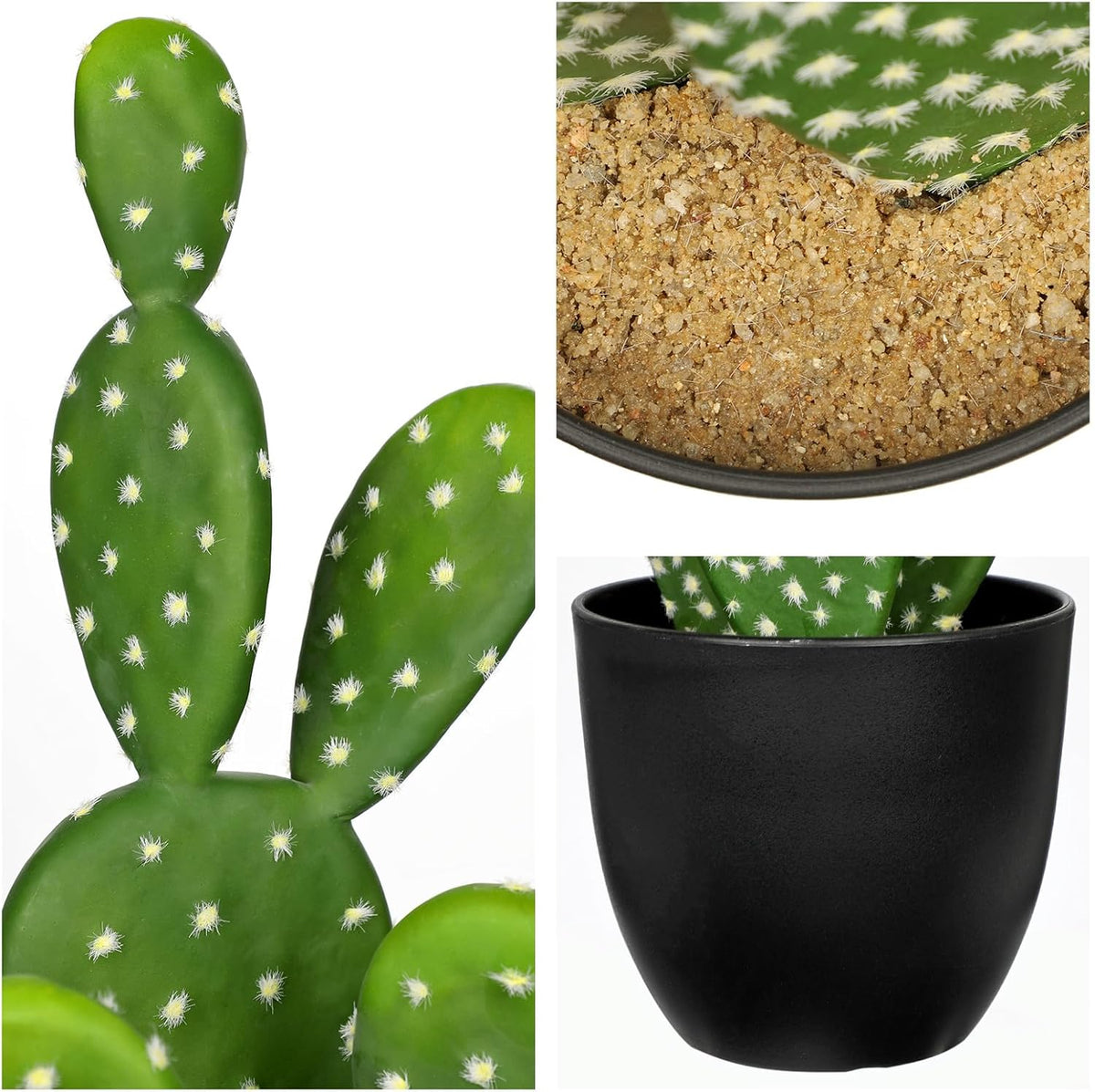 DILATATA 16.5" Small Fake Cactus Plant Potted 'Prickly Pear Cactus' Faux Cacti for Home Garden