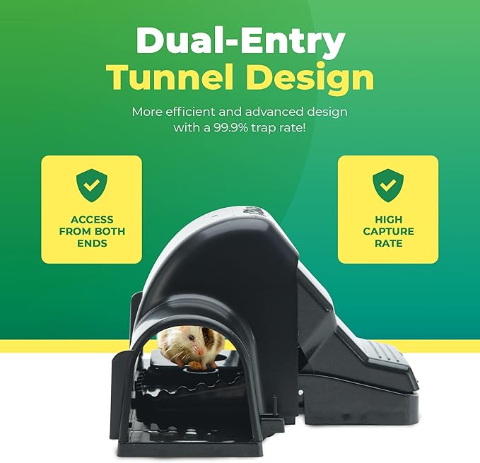 Rat Traps Indoor and Outdoor - 2 Pack Dual-Entry Large Rat Trap Outdoor and Indoor for Home, Garden