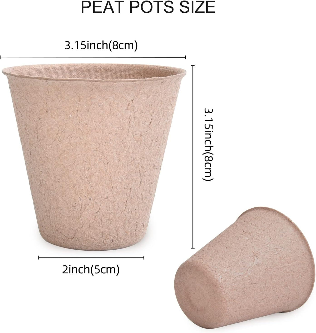 JERIA 50-Pack 3.15 Inch Peat Pots for Seedling with 50 Pcs Plant Labels,Outdoor Garden Germination