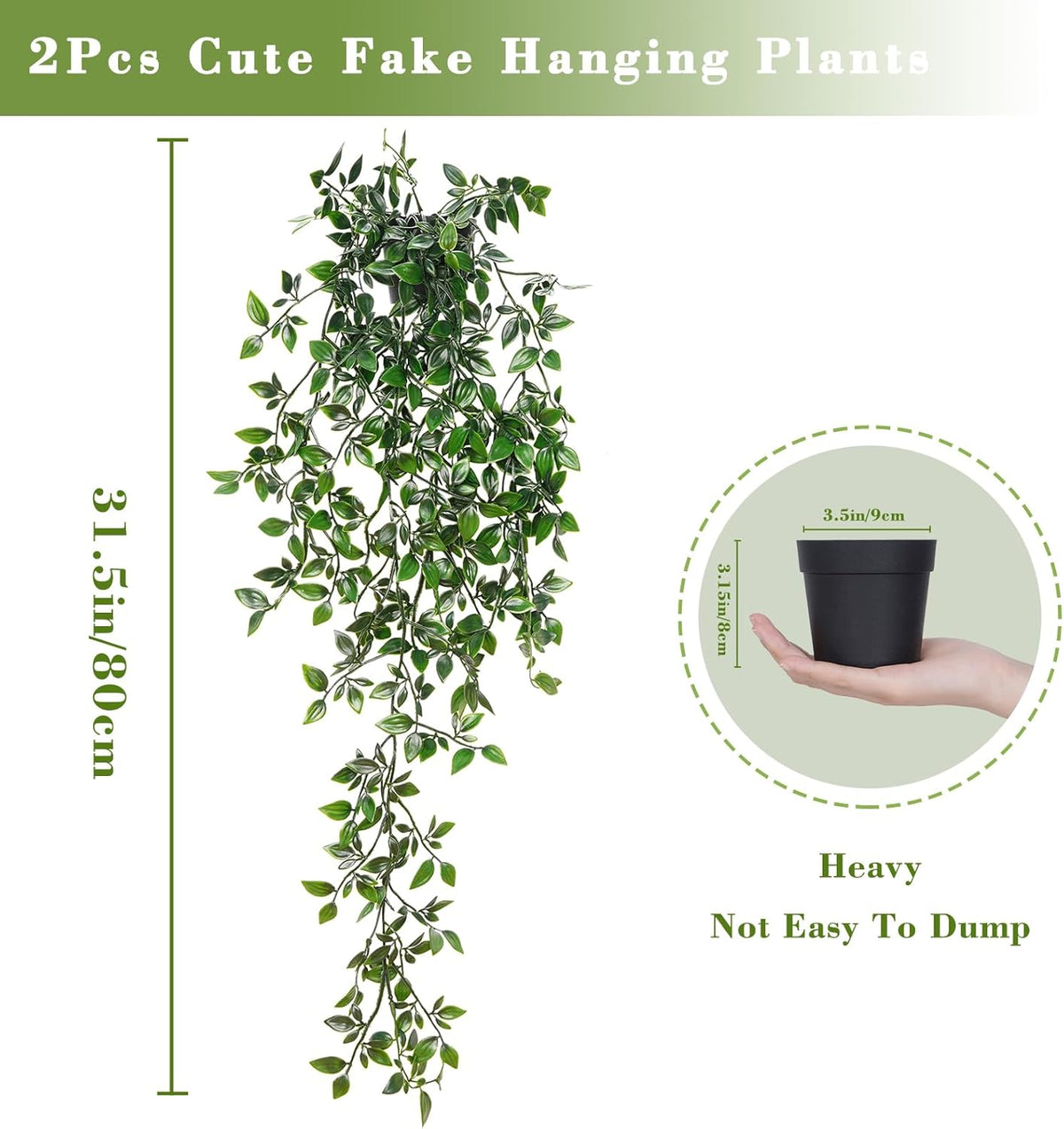 BLEUM CADE Fake Hanging Plants, 2pcs Artificial Hanging Potted Plant, Faux Mandala Vines Hanging