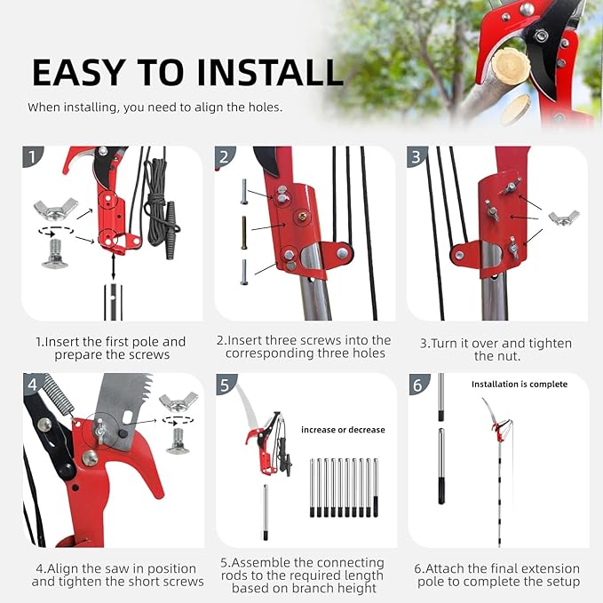 15.7’’ Pole Saws for Tree Trimming - Dual-Pulley Tree Pruner, Tree Trimmers Long Handle Pruner