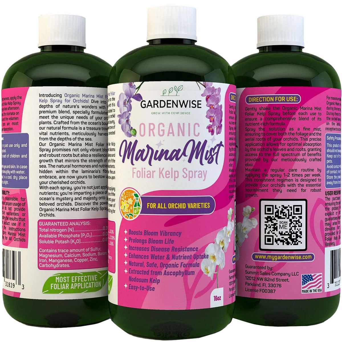 Marina Mist Orchid Fertilizer for Blooming - Orchid Plant Food Mist - Liquid Seaweed Extract for