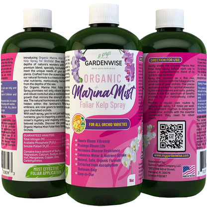 Marina Mist Orchid Fertilizer for Blooming - Orchid Plant Food Mist - Liquid Seaweed Extract for