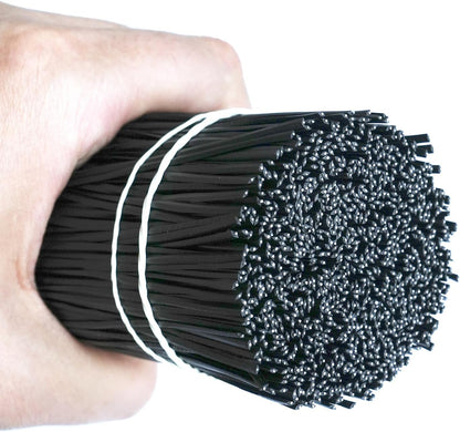 1000 pcs 8 inch Black Cable Twist Ties Plastic Twist Ties with Rugged Metal Innercores Reusable