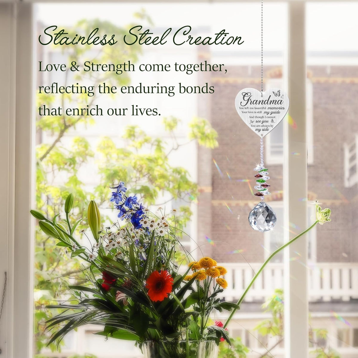 Grandma in Heaven Memorial Crystal Suncatcher Gifts,Sympathy Gifts for Loss of Grandma,Hanging