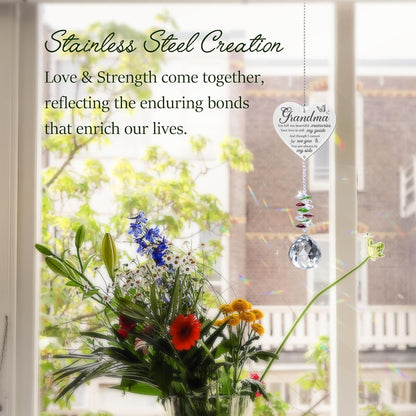 Grandma in Heaven Memorial Crystal Suncatcher Gifts,Sympathy Gifts for Loss of Grandma,Hanging