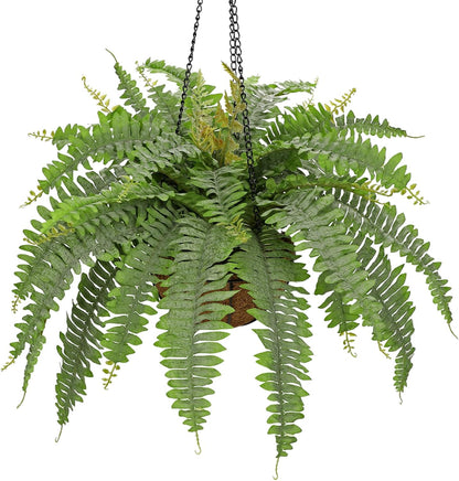 Fake Hanging Plants Large Boston Fern Artificial Plants Outdoor Realistic Fake Ferns with Palm