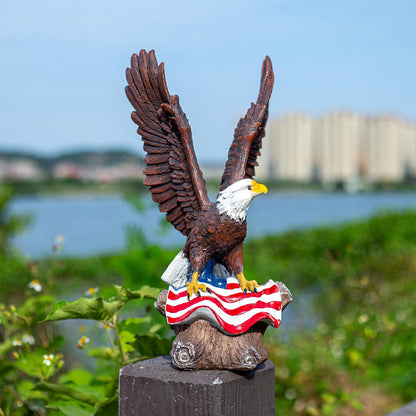 15.35in Majestic Lifelike Bald Eagle Statue - Durable Resin Garden Sculpture for Outdoor Lawn