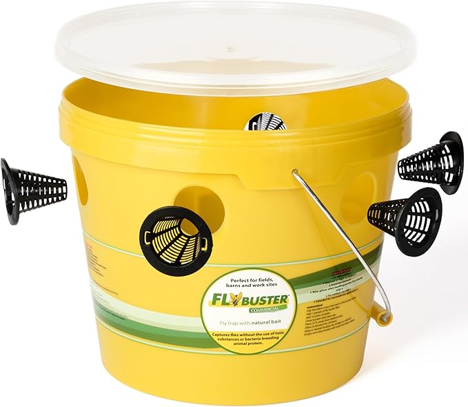 Flybuster Fly Trap | Outdoor Device for Catching Flies | 10-Liter Commercial Size (2-Pack) | Comes