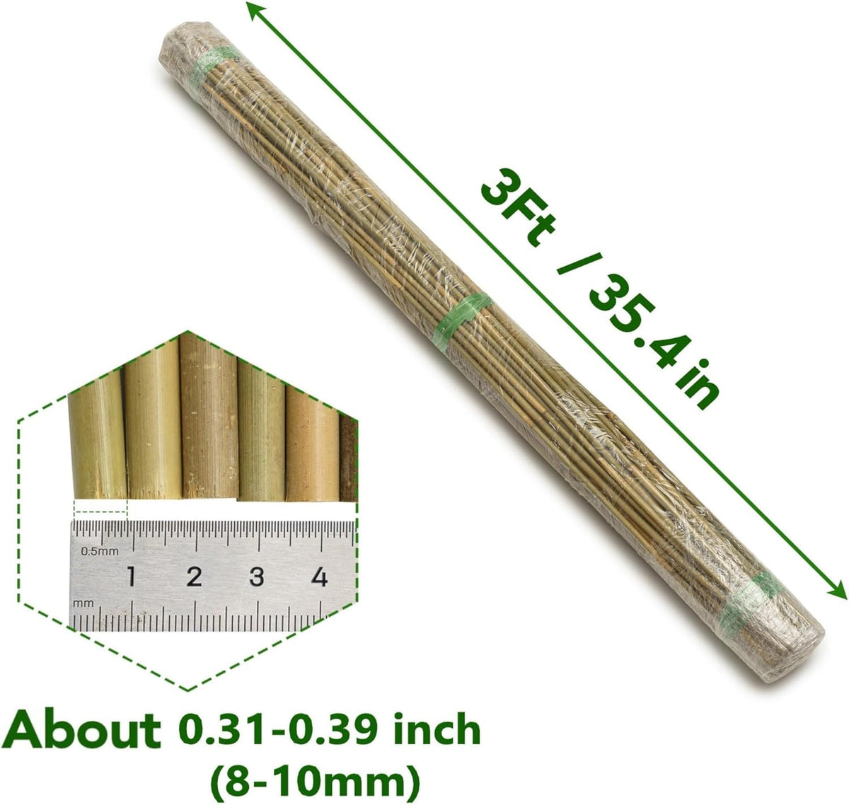 70 Pcs Bamboo Stakes, 3 Feet Natural Bamboo Garden Stakes for Plant, Garden Bamboo Plant Sticks for