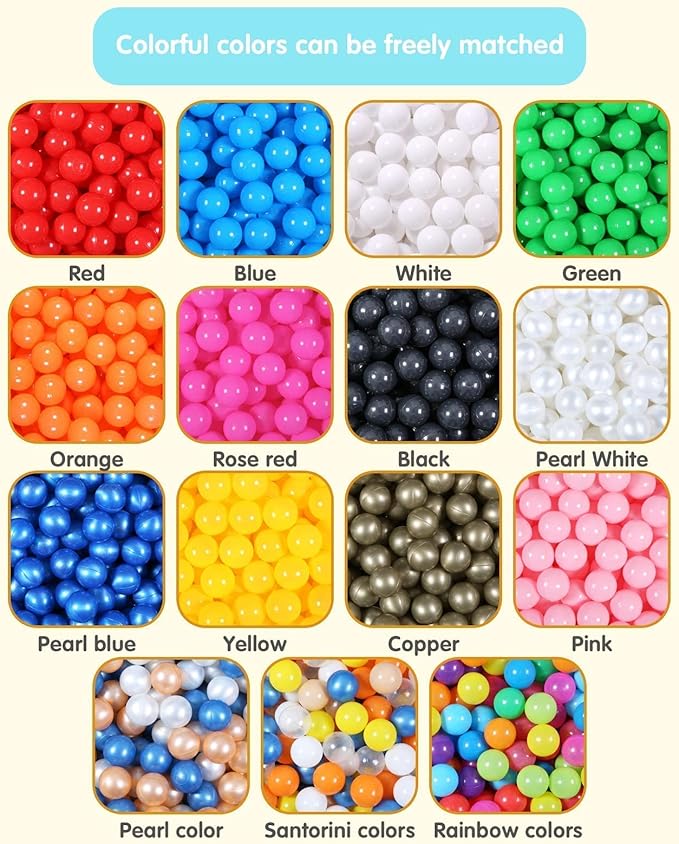 Ball Pit Balls for Kids, Plastic Refill 2.2 Inch Balls, 100 Pack, Bright Colors, Phthalate and BPA
