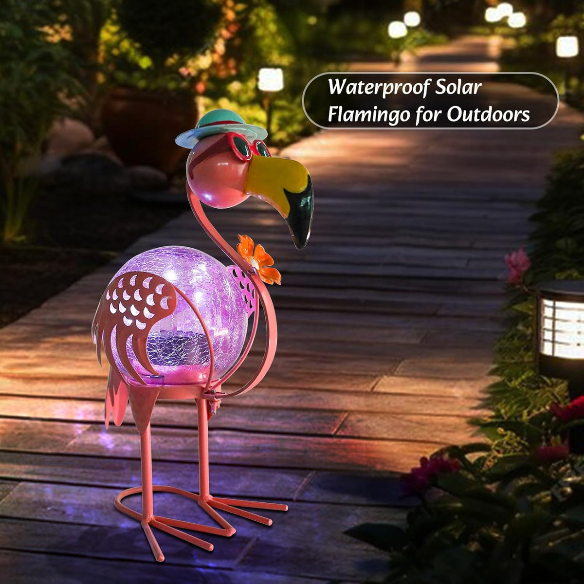 MUMTOP Flamingo Solar Lights Outdoor, Decorative Waterproof LED Solar Lanterns for Patio Garden