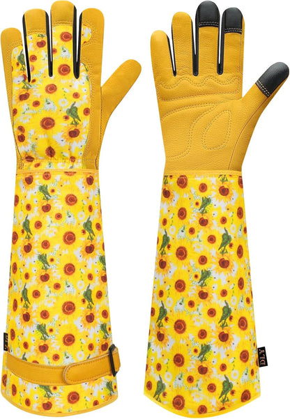 DLY Gardening Gloves for Women, Rose Gloves Gardening Thorn Proof, Long Garden Gloves for Women