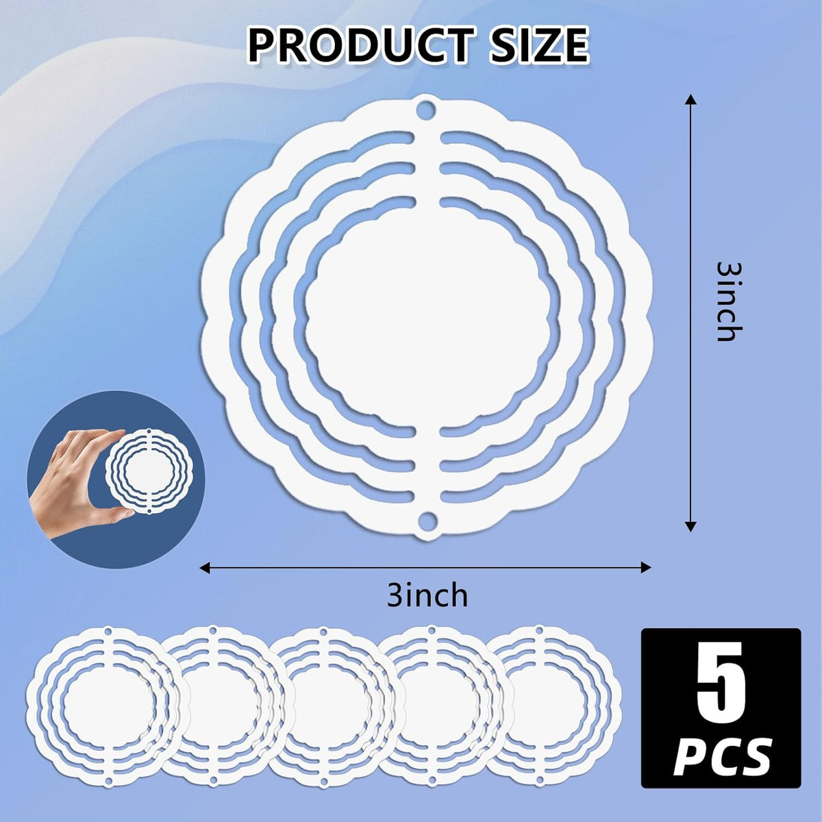 5 Pack 3 inch Sublimation Wind Spinners Blanks Wind Spinner Sublimation Blank Bulk 3D Aluminum