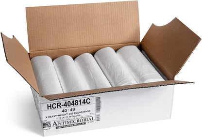 Aluf Plastics High Density Trash Bags, 45 Gallon, 250 Count, 14 Micron (eq), 40" x 48", Clear, for