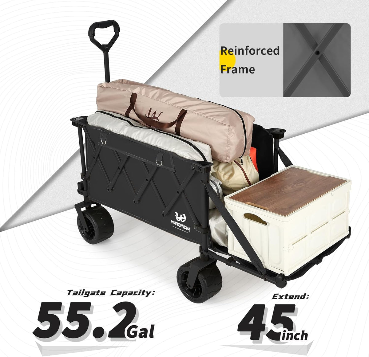 Whitsunday Collapsible Folding Wagon Heavy Duty Utility Beach Wagons with Opened Tailgate and