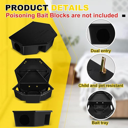 Qualirey 2 Pcs Rat Bait Station with Keys 13.58 x 8.98 x 3.35 Inch Rodent Station Rat Traps, Keeps