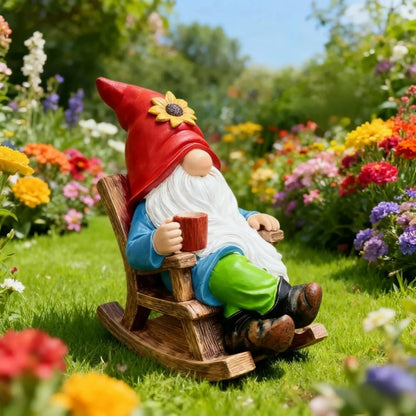 Drinking Coffee Faceless Garden Gnome Statue Decoration - 7.2"Figurine Ornament for Indoor Outdoor