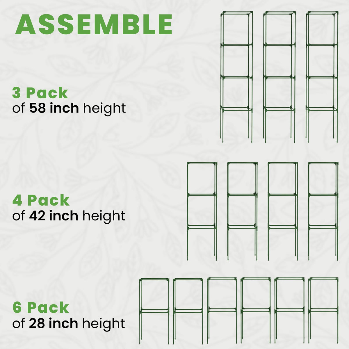 Tomato Cage Square - Large Trellis Stakes and Plant Support Structures for Vegetables and Climbing