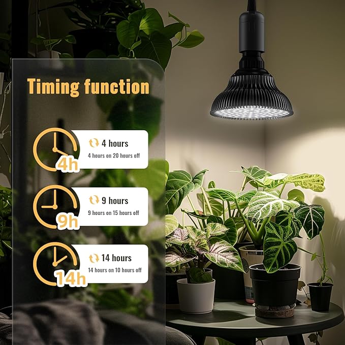 Hanging Grow Lights for Indoor Plants, 25W 5000K, LED Hanging Grow Light with Timer, Height