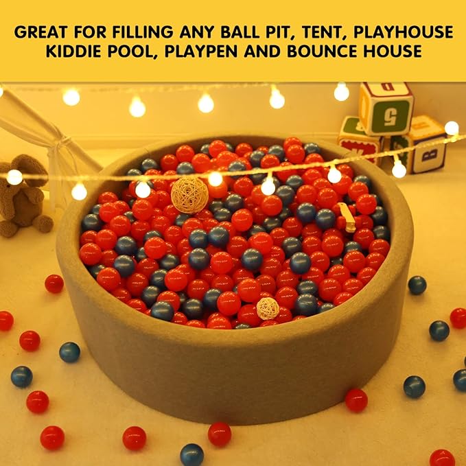 Ball Pit Balls for Kids, Plastic Refill 2.2 Inch Balls, 100 Pack, Bright Colors, Phthalate and BPA