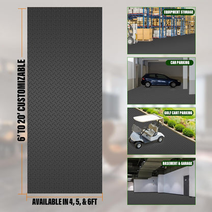 SEAL 6 x 20 Ft Premium Garage Floor Mat, Solid 2.8mm Thickened Black Commercial Grade Heavy Duty