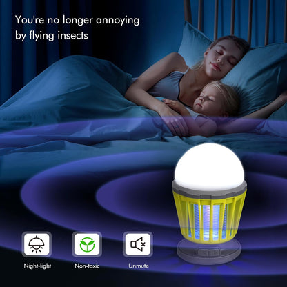 Solar Bug Zapper Outdoor Waterproof, Portable Mosquito Zapper, 2-in-1 Cordless & Rechargeable Bug