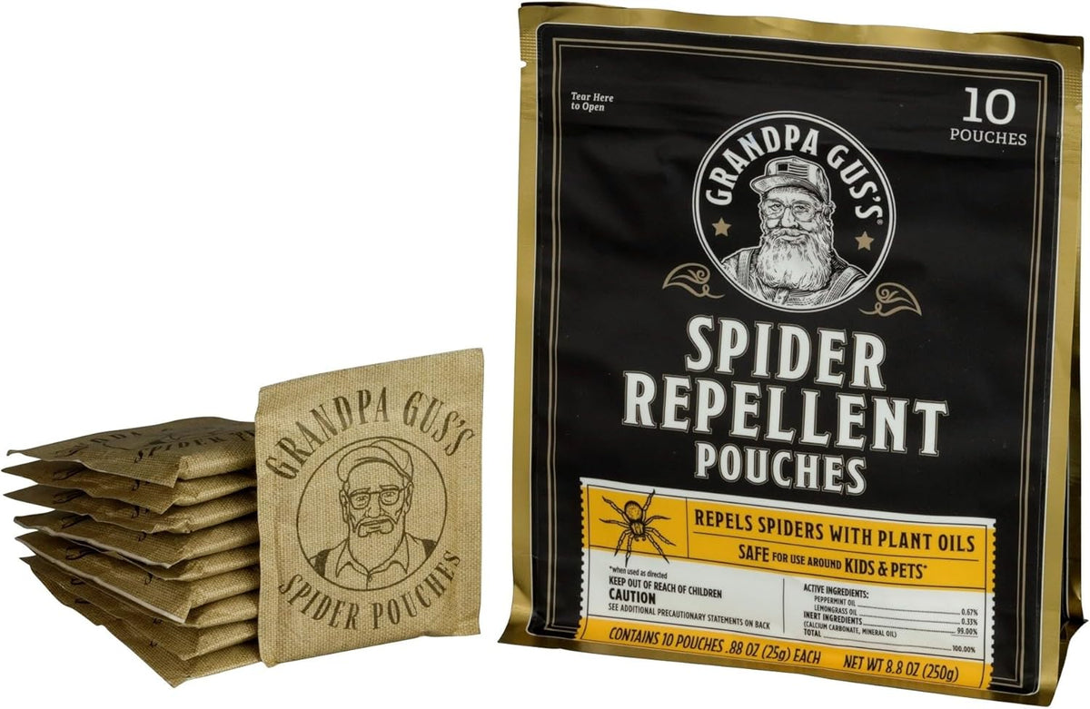 Grandpa Gus's Natural Spider Repellent Pouches, Peppermint and Lemongrass Oil Blend for Indoor Pest