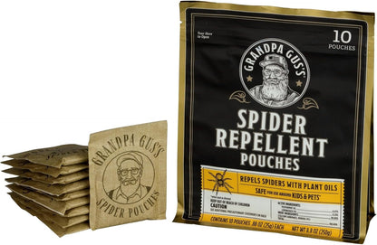 Grandpa Gus's Natural Spider Repellent Pouches, Peppermint and Lemongrass Oil Blend for Indoor Pest