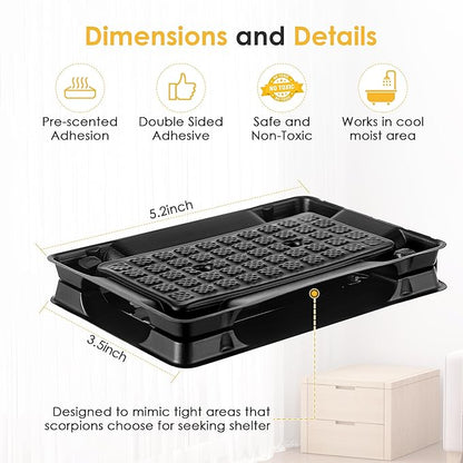 Qualirey 6 Scorpion Glue Tray Traps, Adhesive Scorpion Killer Indoor, Pet and Children Safe