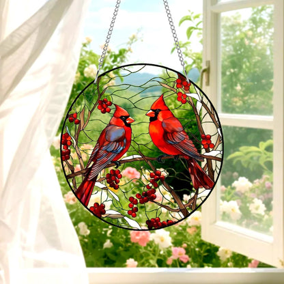 8" Cardinal Window Decorations– Acrylic Hanging Ornament for Door & Window, Decorative Accent for