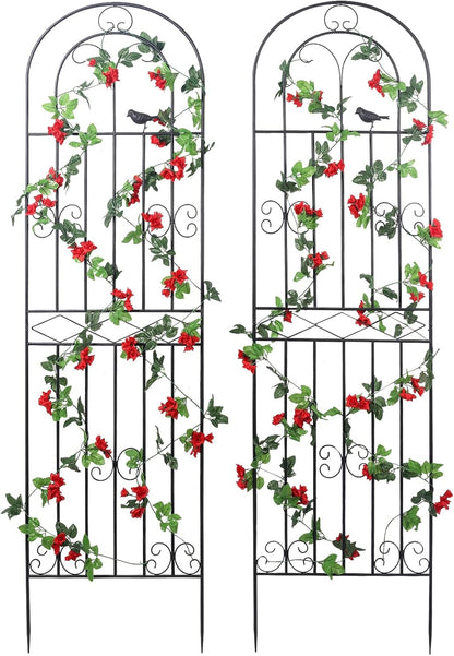 2 Pack 86.7" H x 19.7" W Metal Garden Trellis with Black Coating, Wire Lattice Grid Panel for