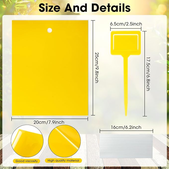 Qualirey 200 Pcs 7.87 x 9.84 Inches Yellow Sticky Traps for Plant Gnats Dual Sided Fruit Fly Sticky
