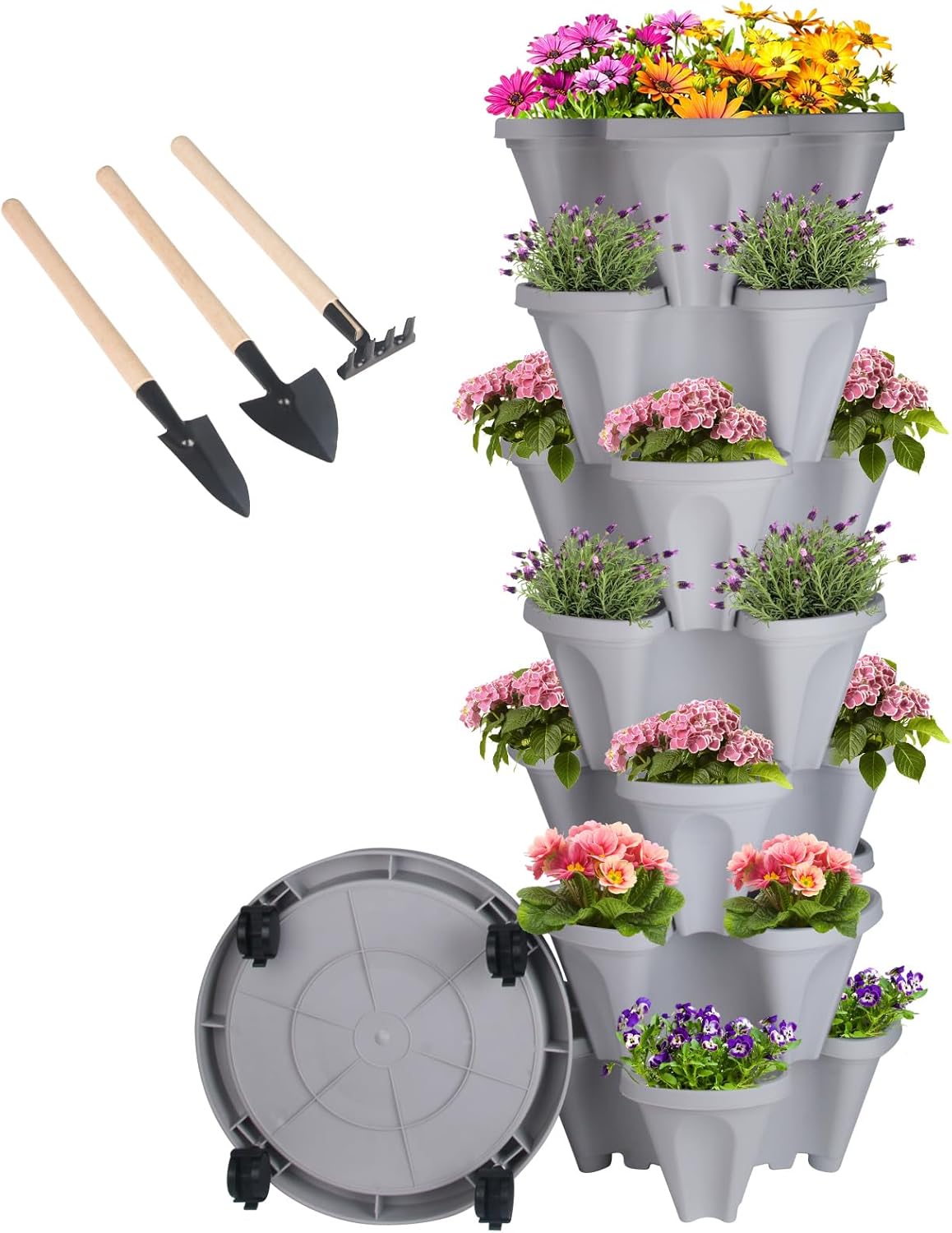 Vertical Planter 7 Tier Stackable Planters Garden Planters Strawberry Herb Flower and Vegetable