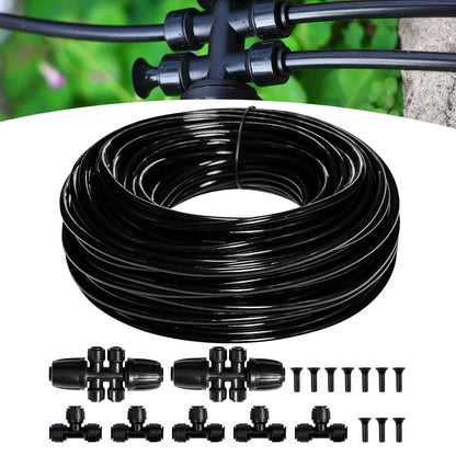 100FT 1/4 inch New Quick-Connect Drip Irrigation Kit Distribution Hose Tubing for Garden Irrigation