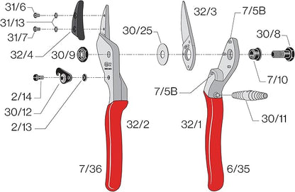 Felco F32 Pruning Shears – 8.3" Garden Clippers with Anvil Blade for Woody Stems | Hand Pruners for