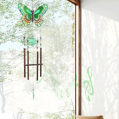 MUMTOP Butterfly Wind Chimes for Outside, Stained Glass Wind Chime Windchimes for Patio