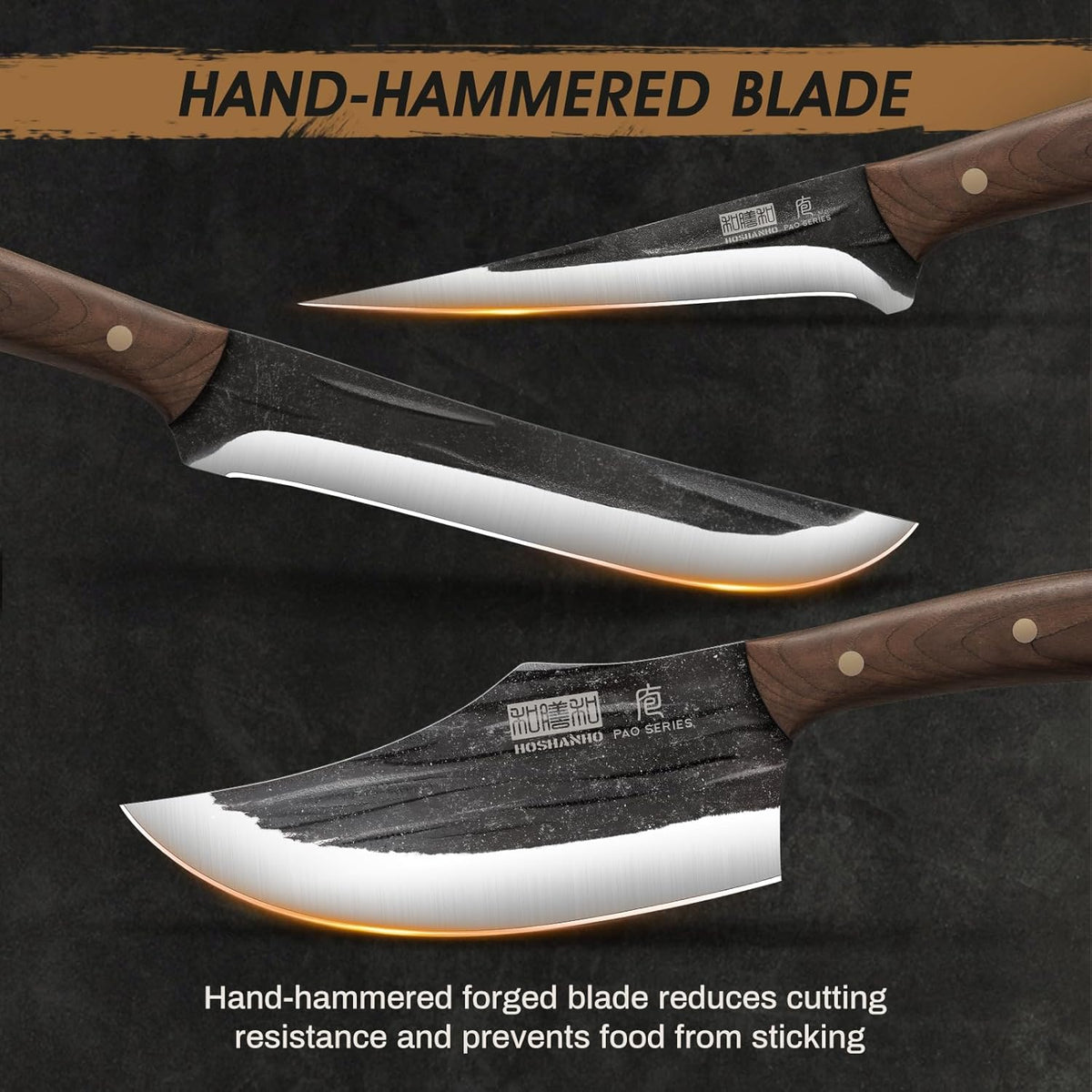 HOSHANHO Butcher Knife Set, Hand Forged Butcher Chef Knife Set with Roll Bag, Sharp Meat Cleaver
