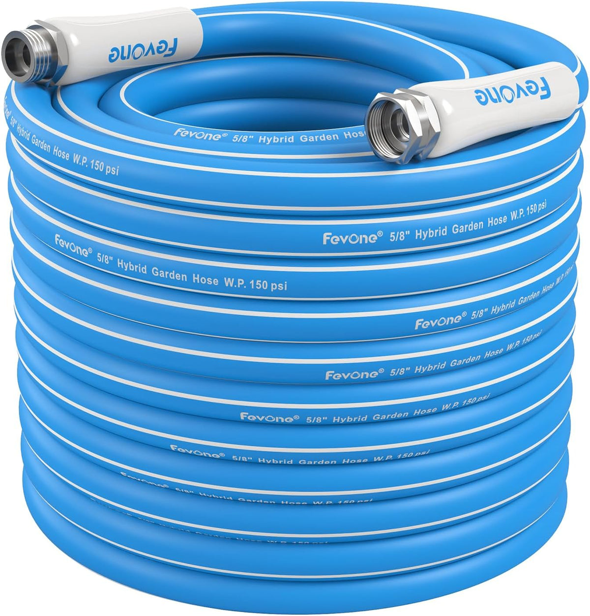 Fevone 100 ft x 5/8" Heavy Duty Garden Hose, Drinking Water Safe, Flexible & Kink-Free Hybrid