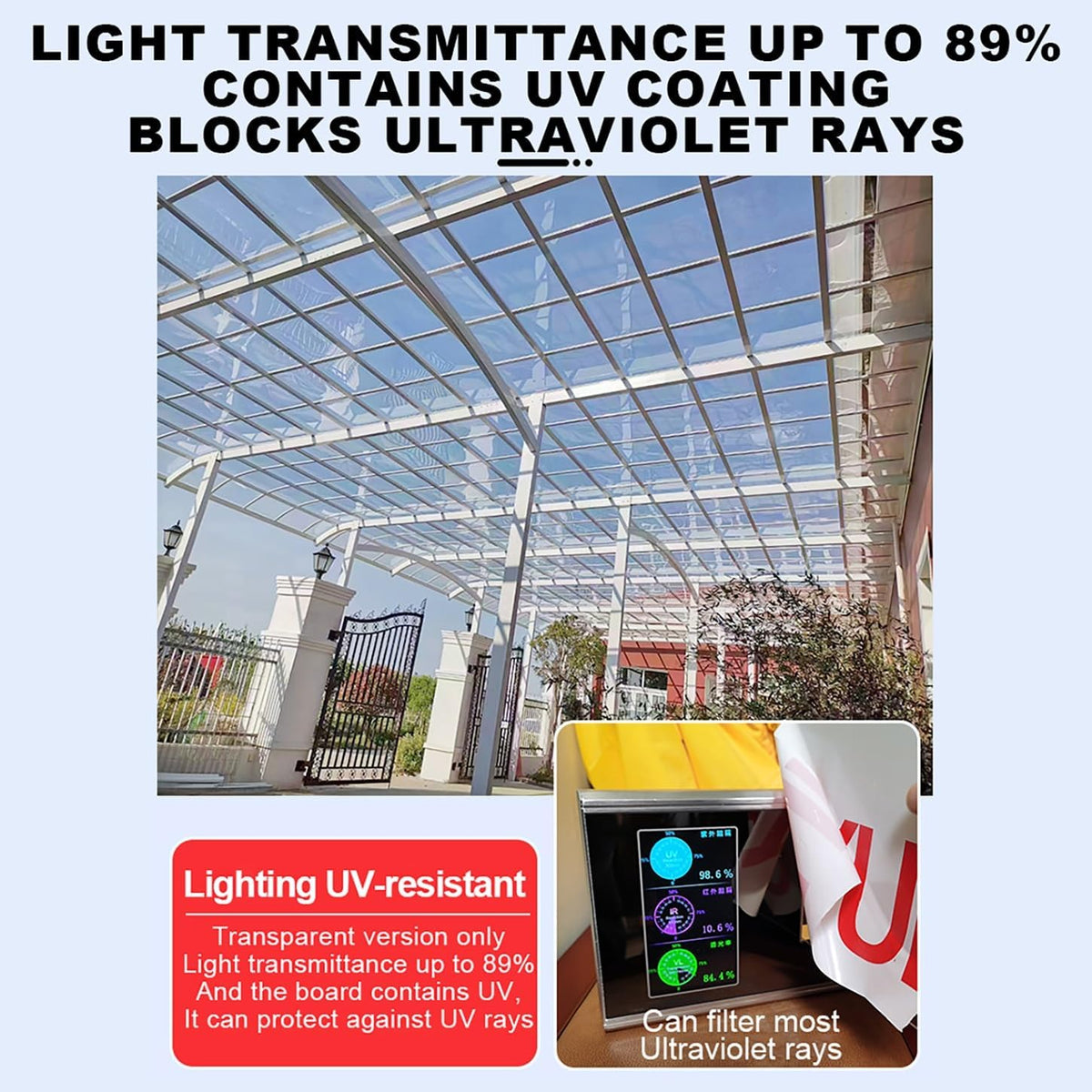 Daylighting Roof Panels Outdoor Sunshade Canopy Panels Greenhouse Panels Not Easy to Deform Easy to