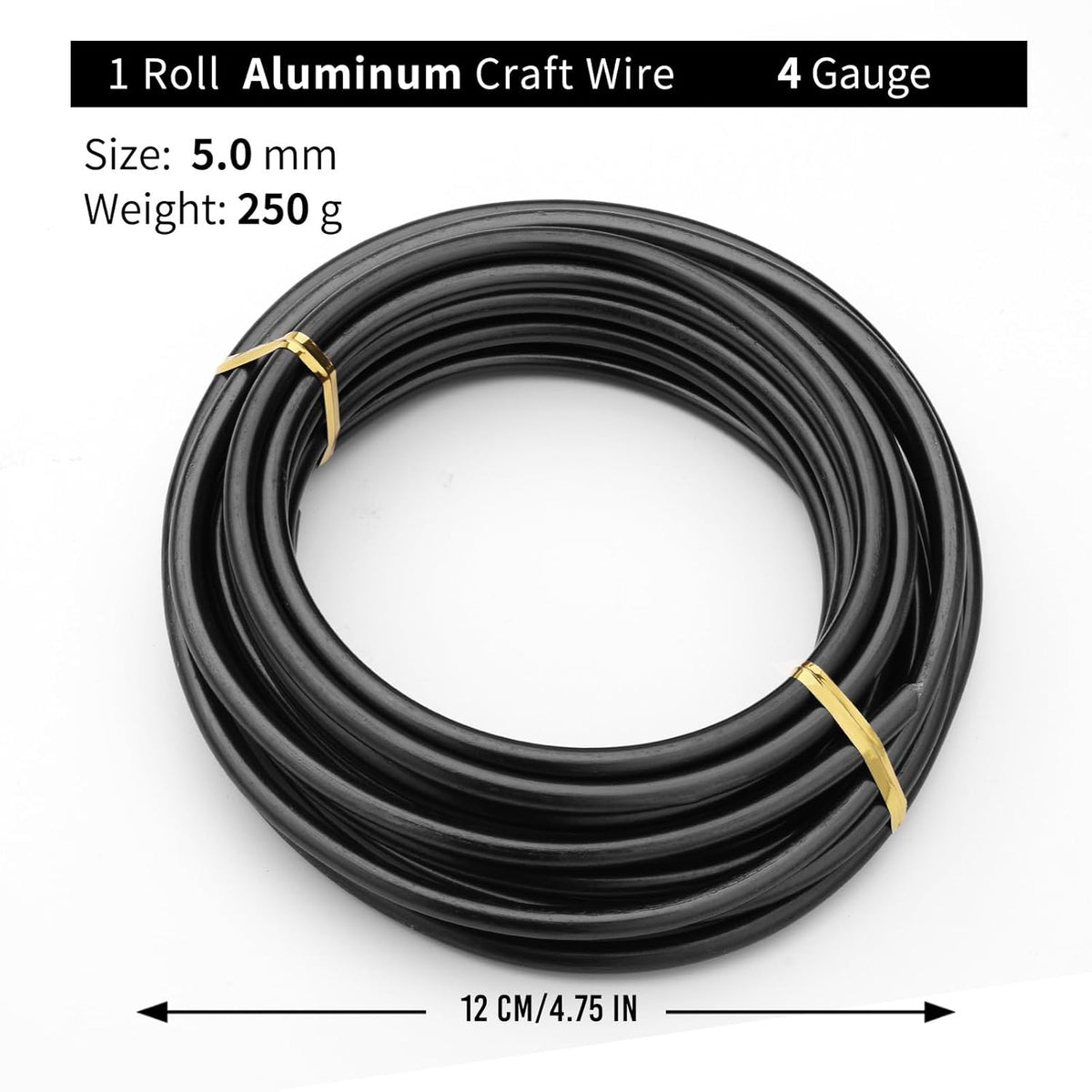 Black-5.0-Anodized Aluminum Bonsai Training Wire 250g Large Roll,Many Size to Choose,KSVZS Bendable