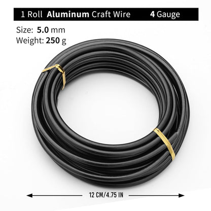 Black-5.0-Anodized Aluminum Bonsai Training Wire 250g Large Roll,Many Size to Choose,KSVZS Bendable