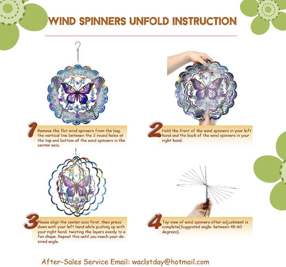Wind Spinners Outdoor Hummingbird Decorations - Birthday Gifts for Women Mom Grandma, Hanging 12