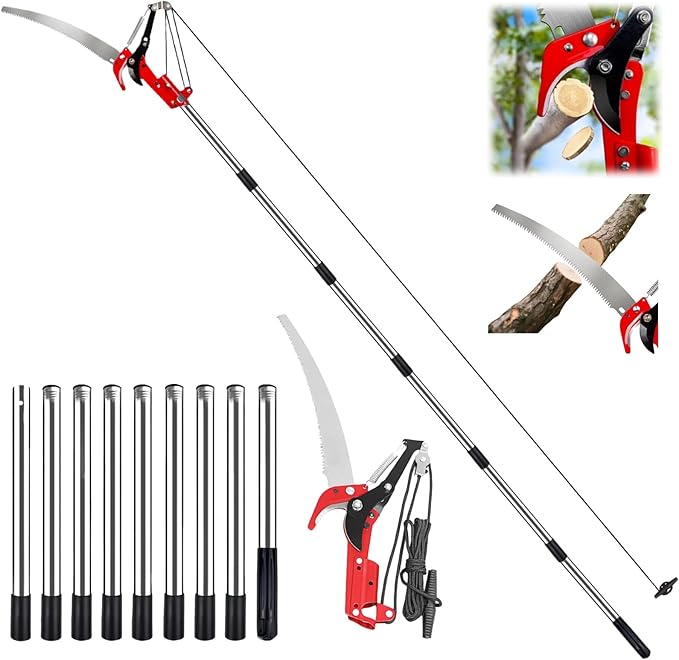 15.7’’ Pole Saws for Tree Trimming - Dual-Pulley Tree Pruner, Tree Trimmers Long Handle Pruner